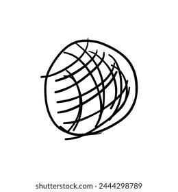 Abstrakter Kugel rund. Bleistiftzeichnung für Ihr Design. Vektorillustration. Isoliert auf weißem Hintergrund