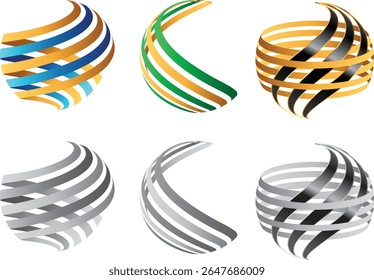 Abstrakte Globus Kugel Logo Icon Design Set