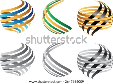 Abstract Globe Sphere Logo Icon Design Set