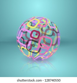 Abstract globe sphere made from retro rectangles. Conceptual Technology Logo