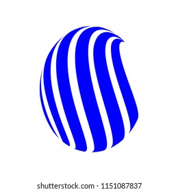 Abstract globe stripes sphere, 3d style striped globe icon effect. Blue ball logo in white background. Colorful 3d earth shape. Vector illustration. It can use as logo, icon, banner, business card.