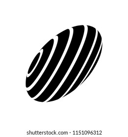 Abstract globe stripes sphere, 3d style striped globe icon effect. Black ball logo in white background. Dark color in earth shape. Vector illustration. It can use as logo, icon, banner, business card.