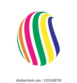 Abstract globe stripes sphere, 3d style striped globe icon effect. Colorful lines in dark background. Rainbow earth shape. Vector illustration. It can use as logo, icon, banner, business card.