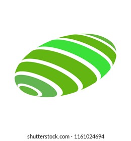 Abstract globe stripes sphere, 3d style striped globe icon effect. Green ball logo in white background. Organic earth logo shape. Vector illustration. It can use as logo, icon, banner, business card.