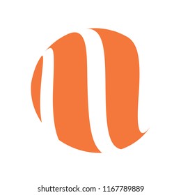 Abstract globe stripes sphere, 3d style striped globe icon effect. Orange ball logo in white background. Colorful earth shape. Vector illustration. It can use as logo, icon, banner, business card.