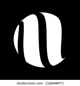 Abstract globe stripes sphere, 3d style striped globe icon effect. White ball logo in dark background. Earth logo shape. Vector illustration. It can use as logo, icon, banner, business card.
