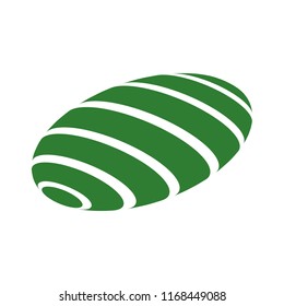 Abstract globe stripes sphere, 3d style striped globe icon effect. Green ball logo in white background. Organic earth logo shape. Vector illustration. It can use as logo, icon, banner, business card.