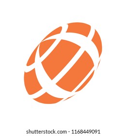 Abstract globe stripes sphere, 3d style striped globe icon effect. Orange ball logo in white background. Colorful earth shape. Vector illustration. It can use as logo, icon, banner, business card.