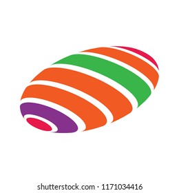 Abstract globe stripes sphere, 3d style striped globe icon effect. Colorful lines in dark background. Rainbow earth shape. Vector illustration. It can use as logo, icon, banner, business card.