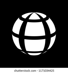 Abstract globe stripes sphere, 3d style striped globe icon effect. White ball logo in dark background. Earth logo shape. Vector illustration. It can use as logo, icon, banner, business card.