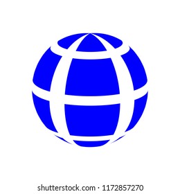 Abstract globe stripes sphere, 3d style striped globe icon effect. Blue ball logo in white background. Colorful 3d earth shape. Vector illustration. It can use as logo, icon, banner, business card.