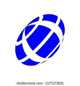 Abstract globe stripes sphere, 3d style striped globe icon effect. Blue ball logo in white background. Colorful 3d earth shape. Vector illustration. It can use as logo, icon, banner, business card.