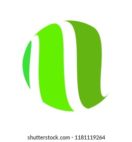Abstract globe stripes sphere, 3d style striped globe icon effect. Green ball logo in white background. Organic earth logo shape. Vector illustration. It can use as logo, icon, banner, business card.