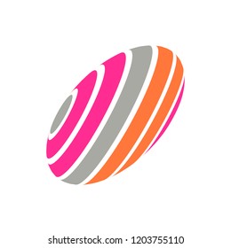 Abstract globe stripes sphere, 3d style striped globe icon effect. Colorful lines in dark background. Vector illustration. It can use as logo, icon, banner, business card.
