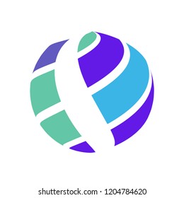 Abstract globe stripes sphere, 3d style striped globe icon effect. Colorful lines in dark background. Rainbow earth shape. Vector illustration. It can use as logo, icon, banner, business card.