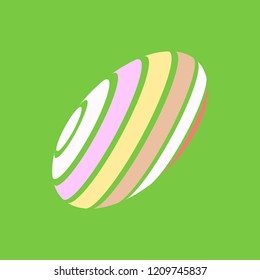 Abstract globe stripes sphere, 3d style striped globe icon effect. Colorful lines in green background. Rainbow earth shape. Vector illustration. It can use as logo, icon, banner, business card.