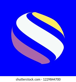 Abstract globe stripes sphere, 3d style striped globe icon effect. Colorful lines in dark background. Rainbow earth shape. Vector illustration. It can use as logo, icon, banner, business card.