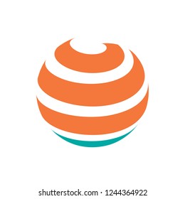 Abstract globe stripes sphere, 3d style striped globe icon effect. Colorful lines in dark background. Rainbow earth shape. Vector illustration. It can use as logo, icon, banner, business card.