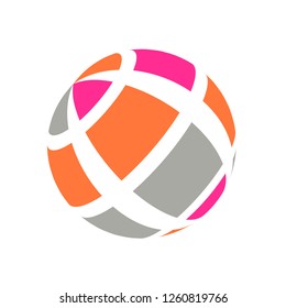 Abstract globe stripes sphere, 3d style striped globe icon effect. Colorful lines in dark background. Rainbow earth shape. Vector illustration. It can use as logo, icon, banner, business card.