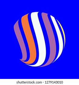 Abstract globe stripes sphere, 3d style striped globe icon effect. Colorful lines in dark background. Rainbow earth shape. Vector illustration. It can use as logo, icon, banner, business card.