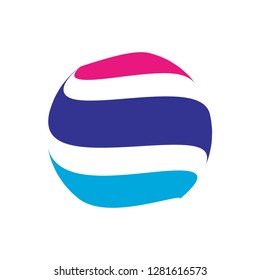 Abstract globe stripes sphere, 3d style striped globe icon effect. Colorful lines in dark background. Rainbow earth shape. Vector illustration. It can use as logo, icon, banner, business card.