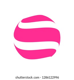 Abstract globe stripes sphere, 3d style striped globe icon effect. Colorful lines in dark background. Rainbow earth shape. Vector illustration. It can use as logo, icon, banner, business card.