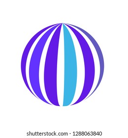 Abstract globe stripes sphere, 3d style striped globe icon effect. Colorful lines in dark background. Rainbow earth shape. Vector illustration. It can use as logo, icon, banner, business card.