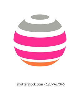 Abstract globe stripes sphere, 3d style striped globe icon effect. Colorful lines in dark background. Rainbow earth shape. Vector illustration. It can use as logo, icon, banner, business card.
