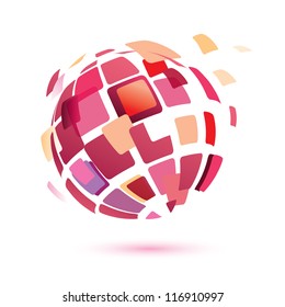 abstract globe symbol, isolated vector icon, business concept