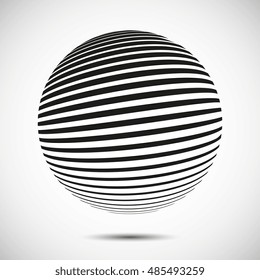 Abstract globe symbol. Isolated vector icon. 3d sphere by curved lines. Internet network concept
