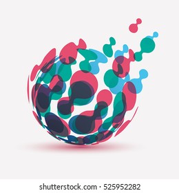 Abstract globe symbol, isolated vector icon, internet and social network concept.