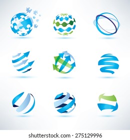 abstract globe symbol set,communication and technology icons, internet and social network concept