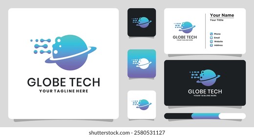 Abstract globe technology logo design template