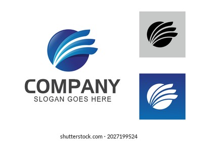 abstract globe with wings initial letter E for express faster logistics business logo template