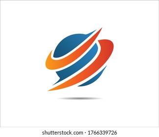 Abstract globe world earth swoosh logo symbol design illustration