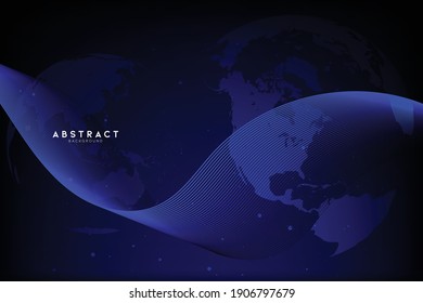 Abstract  globe or world map background and wallpaper. Global network connection, Social communications concept, Digital technology banner. Vector eps
