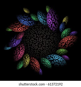 Abstract globes with number mix. Vector illustration.