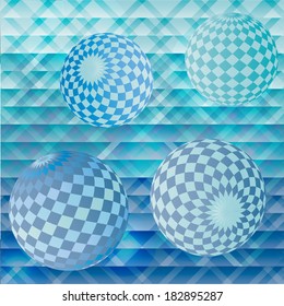 Abstract globes on geometrical background. 