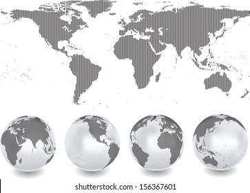 Abstract globes with abstract world map 