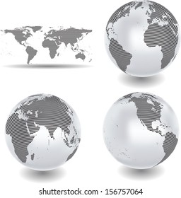 Abstract globes with abstract world map 
