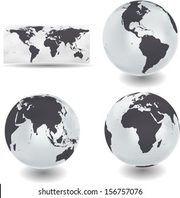 Abstract globes with abstract world map 