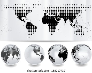 Abstract globes with abstract world map  