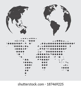 Abstract globes with abstract world map