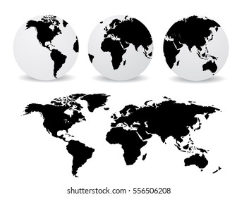 Abstract globes with abstract world map 