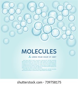 Abstract gloss blue molecules design. EPS 10 vector illustration. Atoms. Medical background for banner or flyer. Molecular structure with glowing yellow spherical particles.