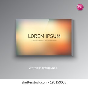 Abstract glossy 3d banner. Trendy blurry bokeh background. 