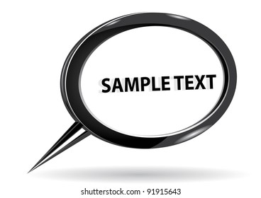 Abstract glossy 3d black speech bubble. Vector web design element.