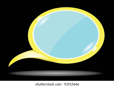 Abstract glossy 3d gold speech bubble on black. Vector web design element.