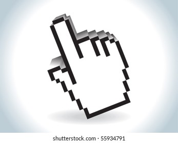 abstract glossy 3d hand cursor icon