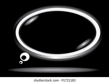 Abstract glossy 3d speech black bubble. Vector web icon illustration for internet.